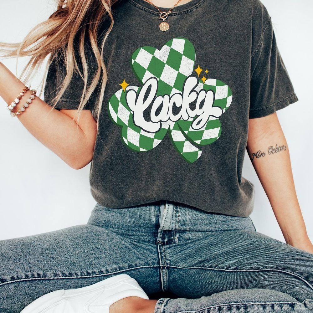 Retro Checkered Lucky St Patricks Day Vuitino Shirt